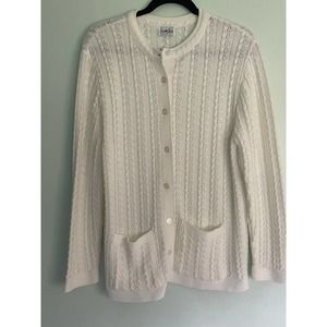 Women's Vintage White Cuddle Knits Cardigan Large? Cable Knit